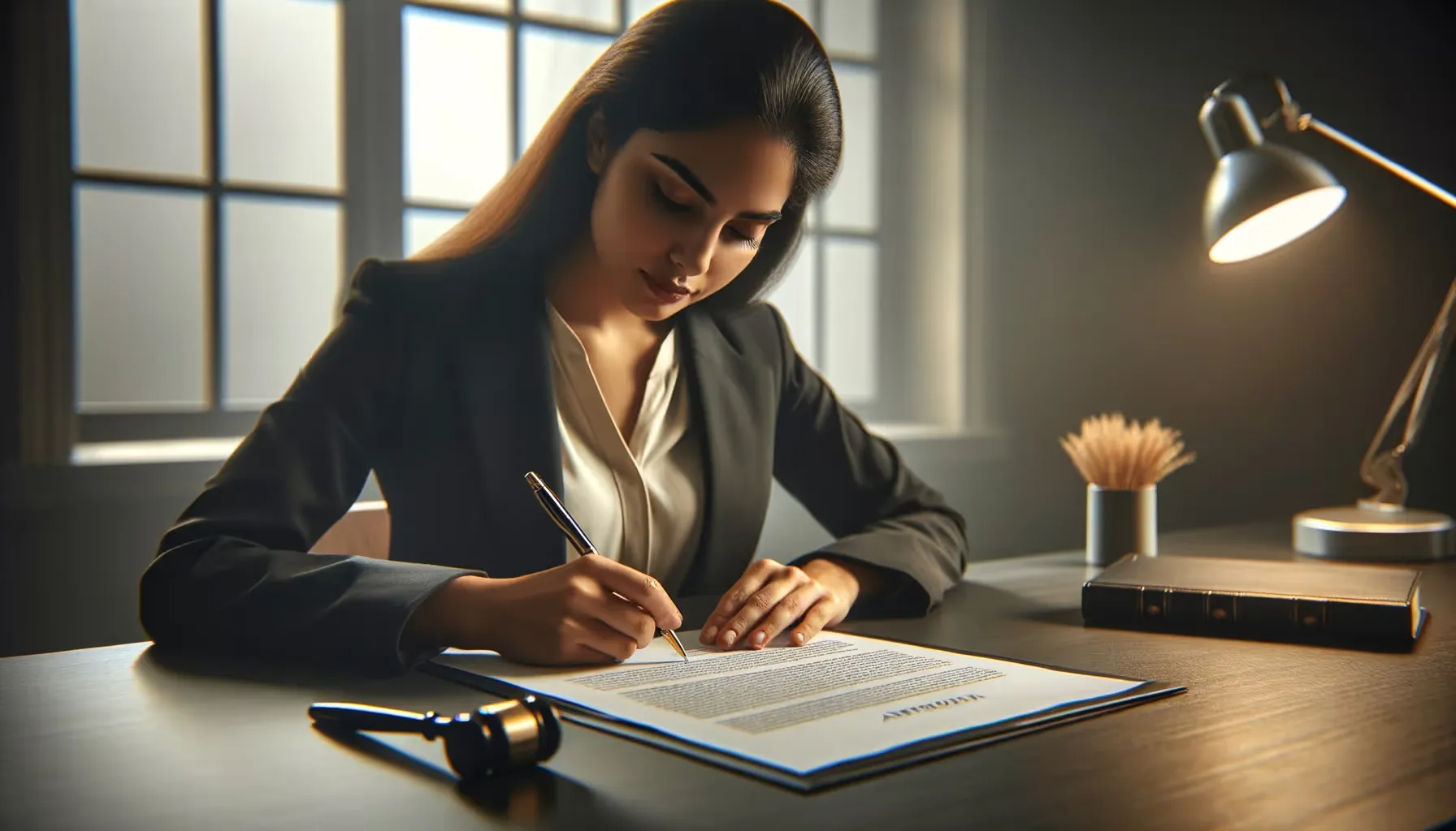 A person writing a document at a desk