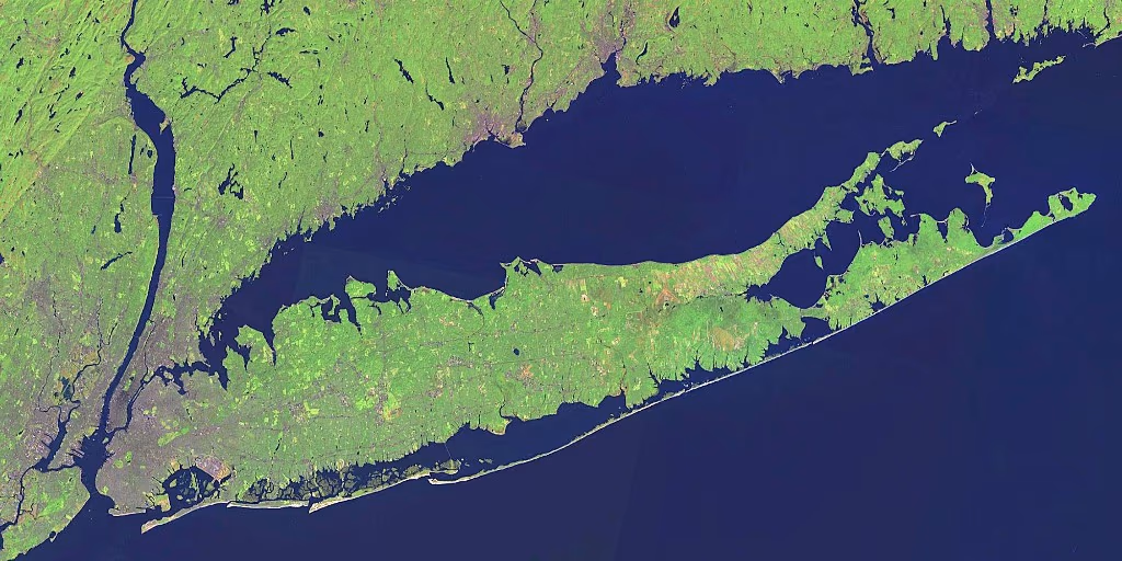 Satellite view of Long Island and New York City — areas served by the Law Office of Jason Tenenbaum